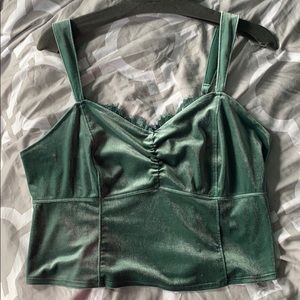 cropped lace velvet tank